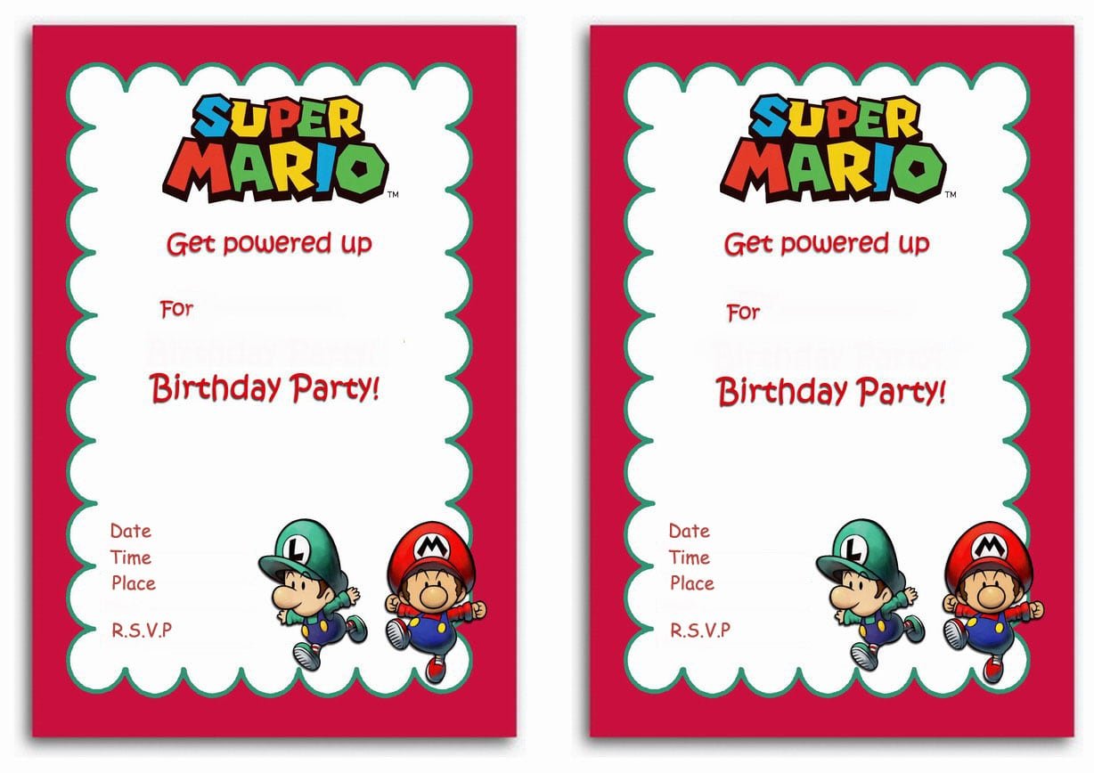 Super Mario Birthday Invitations â Birthday Printable